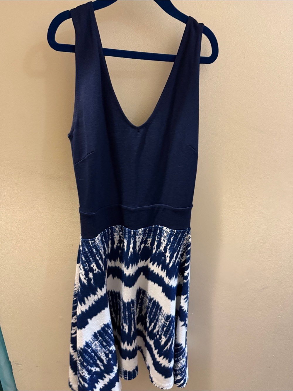 Navy & White Tie-Dye Skater Dress